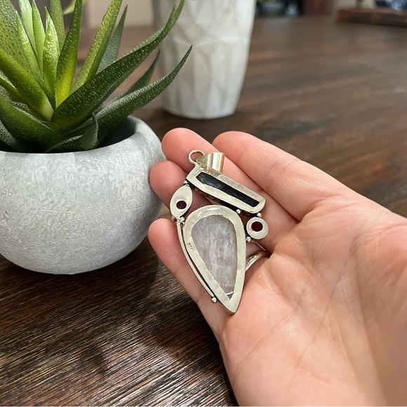 Sterling Silver 925 Multi Gemstone Moonstone Garnet Amethyst Kyanite Pendant - Picture 7 of 10